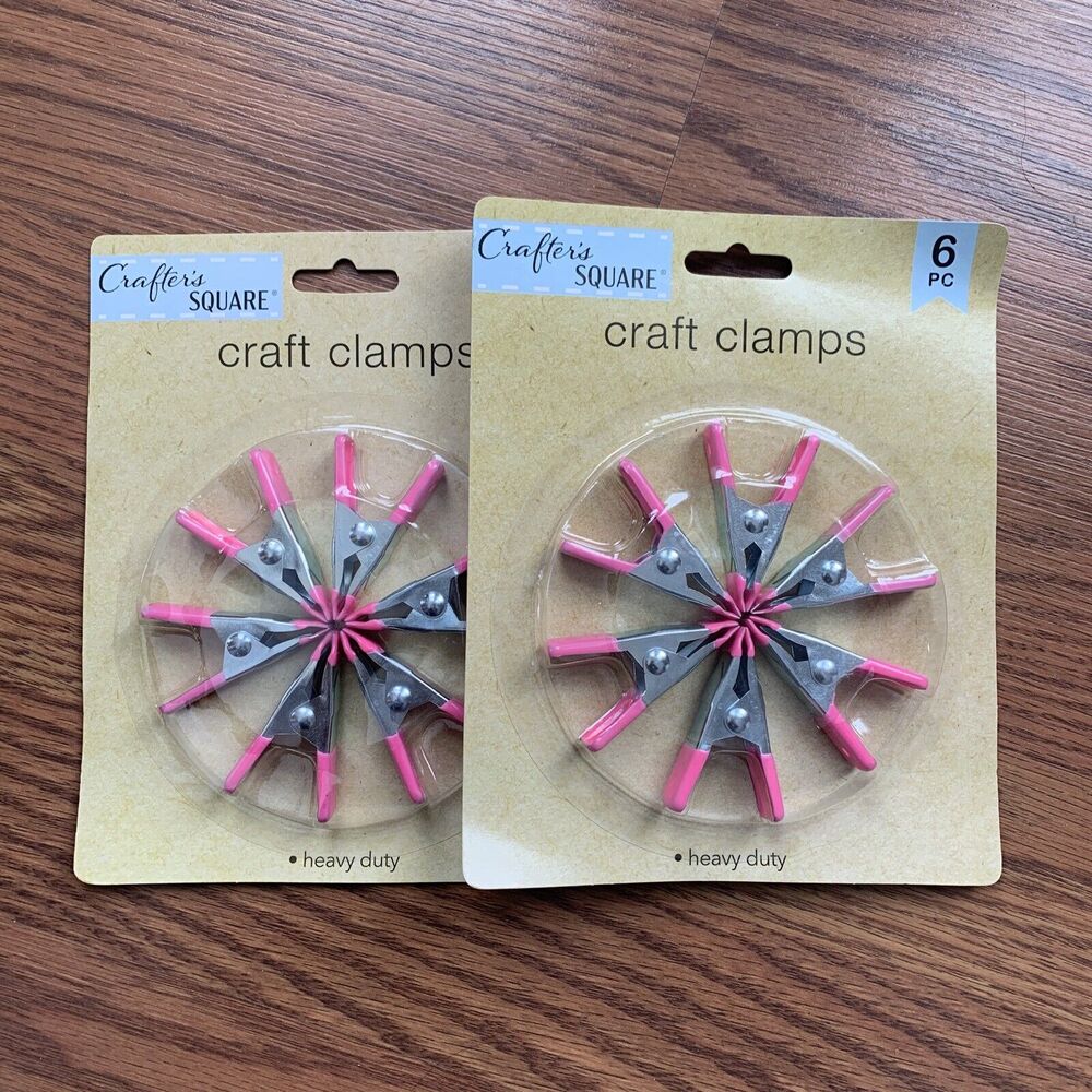 2 Pk -6 Heavy Duty Clamps Crafter's Square Arts & Craft 2-inch Steel Clamps Pink
